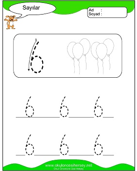 okul öncesi 1 sayısı çizgi çalışması